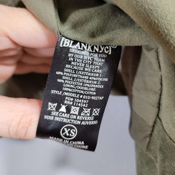 BLANK NYC olive faux leather drape front asymmetrical zip moto jacket - Picture 8 of 11